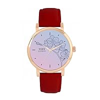 Blue Orchid Flower Watch Ladies 38mm Case 3atm Water Resistant Custom Designed Quartz Movement Luxury Fashionable