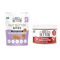 Abby's Better: Strawberry Cashew Butter (12oz Jar) + Abby's Better: Nut Butter Bites - Vanilla Cashew Protein Bites