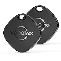 VOCOlinc Key Finders & Trackers 2 Pack, Compatible with Apple Find My (iOS Only), IP67 Water-Resistant, Luggage GPS Tracker Tags and Item Locator for Keys, Bags, Suitcases, Pets, Dogs and More, Black