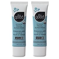 All Good Facial Mineral Sunscreen Lotion SPF 30 | Daily Moisturizer, Nourishing Botanicals, Hyaluronic Acid, Green Tea, Aloe, Calendula, Raspberry Seed Oil | Free From Nasty Chemicals (1.7oz)(2-Pack)