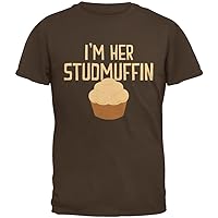 Old Glory Valentine's Day I'm Her Studmuffin Brown Adult T-Shirt - Small