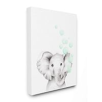 Stupell Industries Cute Cartoon Baby Elephant Zoo Animal Painting Canvas Wall Art, 16 x 20, Multi-Color