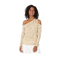 Michael Michael Kors Women’s Plus Size Palm Asymmetric Cold-Shoulder Top Khaki 0X