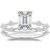 Moissanite Diamond Ring Sets, 4ct Emerald Cut, Wedding and Engagement Ring