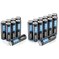 EBL 8 Pack AA Lithium Batteries and 12 Pack AA Lithium Batteries 3000mAh 1.5V - High Performance Constant Volt Double A Battery for High-Tech Devices【Non-Rechargeable】