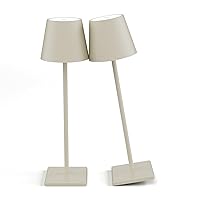 2-Pack LED Cordless Table Lamp, Rechargeable Battery Desk lamp 3W 5500mAh Battery Operated Stepless Dimming Modern Portable Table Light for Restaurant/Bedroom/Outdoor IP54 Waterproof (Off White)