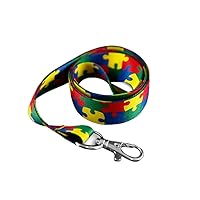 Autism Awareness Puzzle Piece Lanyards/Badge Holders–For Your Keys, ID Card, Awareness Events, Gift-Giving or Fundraising