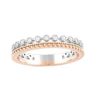 Rhodium Plated/Two Tone Rose Gold/Plated Sterling Silver Double Row White Blue Cz Womens Eternity Ring Size 4-11 Ladies Cz Eternity Band