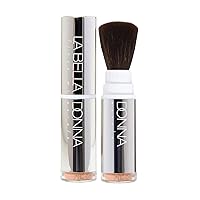 La Bella Donna Minerals on The Go SPF 50 - Face Powder Foundation Brush Natural Looking Glowing Skin Dispenses Mattifying Finish Contour Makeup Long Lasting Full Coverage Sun Kissed Tan (Light Amber)