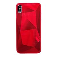 for Samsung Galaxy S10 S9 S8 Plus Creative Rhombic Pattern Mirror Acrylic Phone Case Slim Durable Full Body Shockproof Cover Red