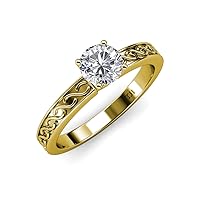 IGI Certified Round Lab Grown Diamond (VS1/F) 1.00 ct Infinity Women Solitaire Engagement Ring 14K Yellow Gold-9.0