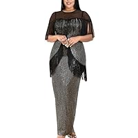 Sexy Sequin Tassel Mesh Perspective Party Cocktail Bodycon Evening Club Maxi Dress Sparkly Night Dresses