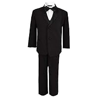 Boys Tuxedo with Vest, Shirt, and Bow Tie – Black or White