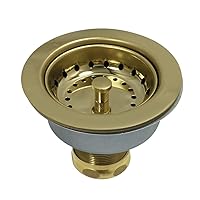 Kingston Brass K112PB Tacoma Kitchen Sink Basket Strainer, Polished Brass 4.44 x 4.44 x 3.81