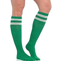 Amscan 395892.03 Green Knee High Socks with White Stripes, 19
