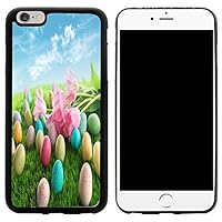 Hybrid Case Cover for iPhone 6 Plus & 6s Plus - Easter Eggs with Pink Flowers Design