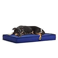 BarkBox - Outdoor Dog Bed - Waterproof Dog or Cat Mattress Bed with Removable Cover - Platform Bed with Washable Cover, Durable, Portable - Indoor/Outdoor All Season Orthopedic Comfort - Medium - Blue