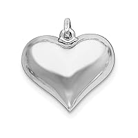 Sterling Silver Puffed Heart Pendant Necklace Chain Included