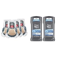 DOVE MEN + CARE Shower Tool For Stronger, Healthy-Feeling Skin Active Clean Scrubs & Antiperspirant Deodorant Stick Clean Comfort Twin Pack 72-Hour