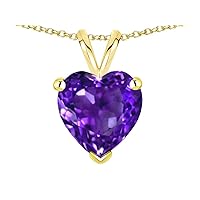 Solid 14k Gold 8mm Heart Pendant Necklace