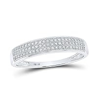 The Diamond Deal 10kt White Gold Mens Round Diamond Wedding Pave Band Ring 1/5 Cttw