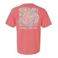 Go with The Flow Whimsical Turtle Comfort Colors Short Sleeve Watermelon Graphic T-Shirt