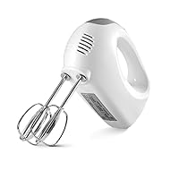 Heavy Duty Portable Hand Mixer, Household Electric Beater Baking Automatic Egg Beater 5-Speed Settings with one-Touch Easy Eject Button-White