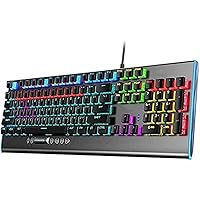 Mechanical Gaming Keyboard, LED Rainbow Backlit Wired Keyboard, 104 Keys, Suitable for PC and Desktop Computer