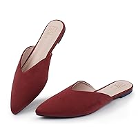 Hawkwell Women's Backless Slip on Slides Loafer Shoes Flats Comfortable Pointed Toe Mules