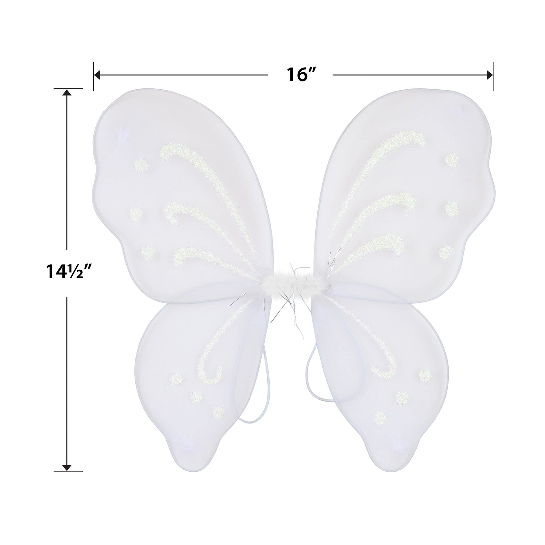 Beistle 2 Piece White Nylon Fabric Fairy Wings With Elastic Armbands – Halloween Costume Dress Up Accessories, One Size