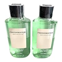 Bath and Body Works Men's Collection Freshwater 2 in 1 Hair and Body Wash 10 Oz. 2 Set.