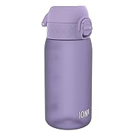 Ion8 Kids Water Bottle, 350 ml/12 oz, Leak Proof, Easy to Open, Secure Lock, Dishwasher Safe, BPA Free, Carry Handle, Hygienic Flip Cover, Easy Clean, Odor Free, Carbon Neutral, Light Purple