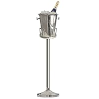 Champagne Ice Bucket with Stand,Wine Ice Bucket with Stand 201 Stainless Steel 5L Standing Ice Bucket 12Lb Hammered Tall Ice Bucket Stand for Party Bar Ktv Wedding Club Bbq Home (3Ft,Silver)
