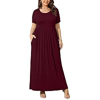 BISHUIGE Women Summer XL-6X Plus Size Maxi Dress Long Dresses with Pockets