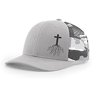 Christian Cross Roots Jesus Christ Mens Embroidered Mesh Back Trucker Hat