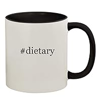 #dietary - 11oz Ceramic Colored Handle and Inside Coffee Mug Cup, Black