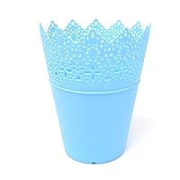 Homeford Crochet Styled Plastic Bucket Party Favor, 7-1/2-Inch, 12-Count (Blue)
