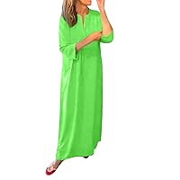 Dresses with Pockets for Women, Women's New Seven Quarter Sleeve Pocket Leaf Holiday Dress Resort 2024, S XL