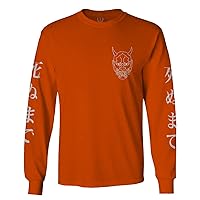 White Demon Hannya Graphic Traditional Japanese Till Death Anime Long Sleeve Men's