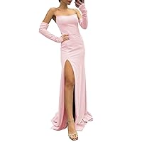 Mermaid Prom Dresses with Sleeves Detachable Bridesmaid Dresses with Slit Formal Evening Party Gowns