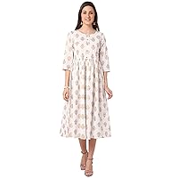 Cotton A-Line One-Piece Western Dress Calf Length/Midi Length Fully Stitched for Women & Girls.Dress- 5