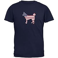 4th of July Patriotic Dog Siberian Husky Navy Adult T-Shirt - Large