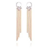 GUESS Linear Drop Dangle Earrings with Stones Two Tone