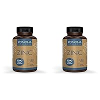 Pomona Wellness Zinc Supplements for Adults, 50mg, Skin Health and Immune Support, Easy to Swallow, for Antioxidant and Overall Health, Vegan, Non-GMO, 100 Tablets (Pack of 2)