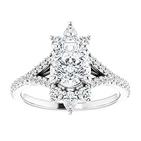 1 CT Pear Cut Anniversary Ring Moissanite VVS Colorless Wedding Ring for Women Her Bridal Gift Engagement Promise Rings 925 Sterling Silver Split Shank Antique