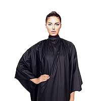 Cricket NeoSupreme All Purpose Hairstylist Cape for Clients Adults, Metal Snap Neck Closure Haircut Hair Color Cape, Black