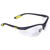 Dewalt DPG59-110C Reinforcer Rx-Bifocal 1.0 Clear Lens High Performance Protective Safety Glasses with Rubber Temples and Protective Eyeglass Sleeve