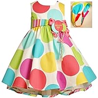 Bonnie Baby Large Dots Birthday Dress with Headband. 12 Months Multicolored