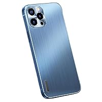YEXIONGYAN-Brushed Aluminum Alloy Case for iPhone 14Pro Max/14 Pro/14 Plus/14 Metal Lens Protection Anti-Scratch Shockproof (Blue,14)
