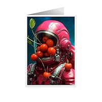 ARA STEP Unique All Occasions Astrounaut with FruitsGreeting Cards Assortment Vintage Aesthetic Notecards 8 (Astrounaut with Brush Cherry fruit, 4, Set of 4 SIZE 148.5 x 210 mm / 5.8 x 8.3 inches)